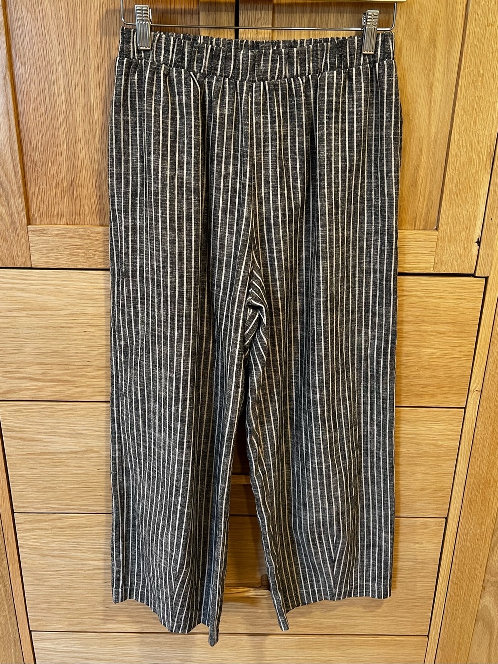 NLT Los Angeles Linen Stripe Beach Pants Grey Size Medium Coastal Vacation